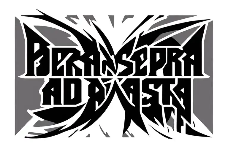 "Per aspera ad astra" chest text in roman style illustration tattoo design idea