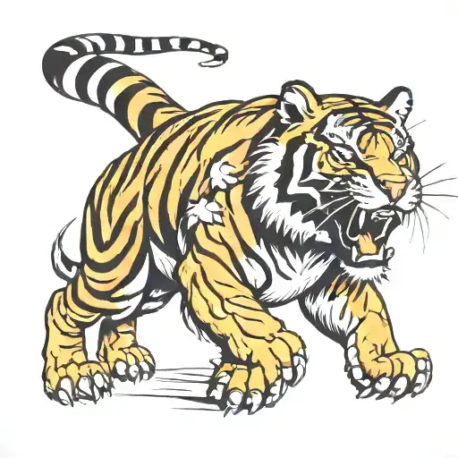 tiger roaring tattoo design idea