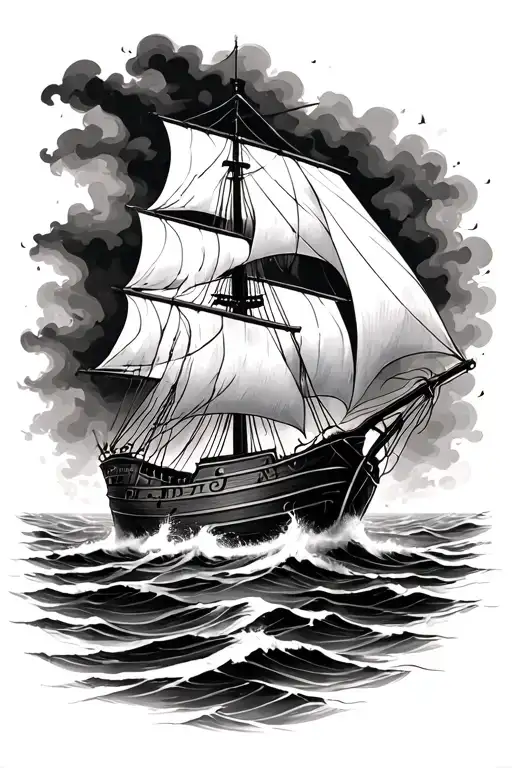 storm tossed torn sail hallelujah  tattoo design idea