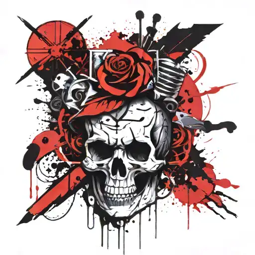 skull and punk tattoo design idea