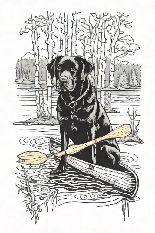 canoe lake birch trees Labrador tattoo design idea