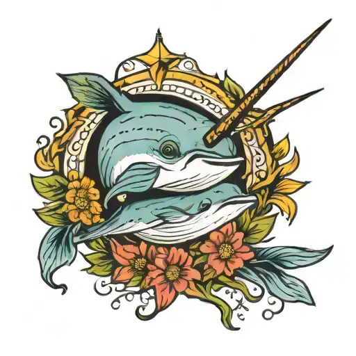 narwhal tattoo design idea
