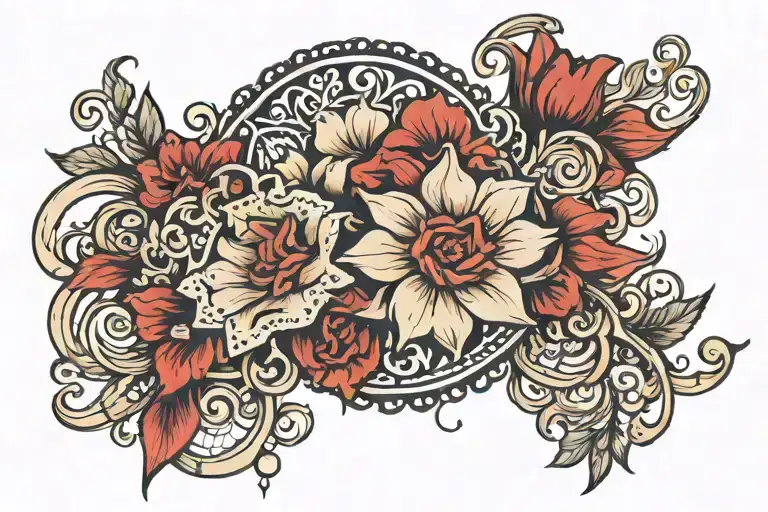 girly, red, Lacey tattoo design tattoo design idea