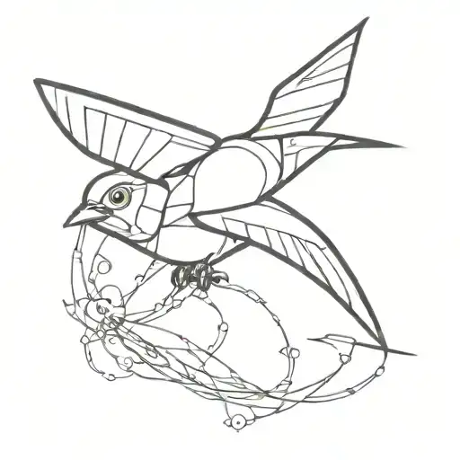 Robotic swallow tattoo design idea