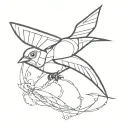 Robotic swallow tattoo design idea