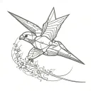 Robotic swallow tattoo design idea