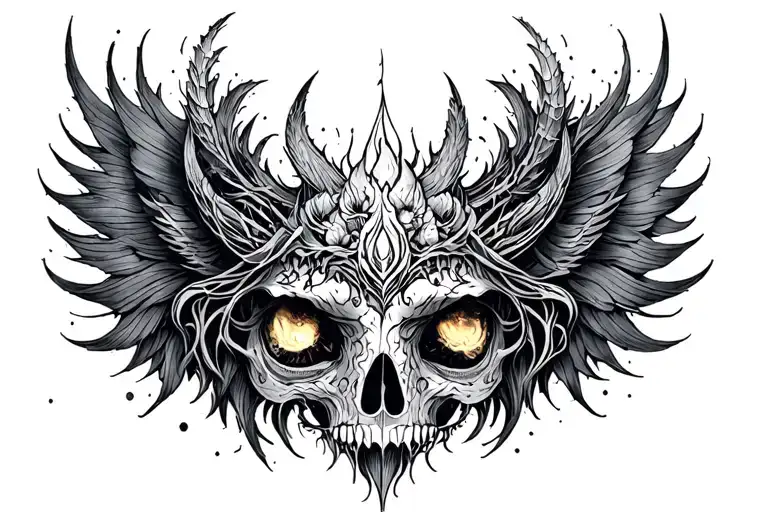 Creative mythical grey tattoo design idea