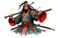 Samurai warrior wielding tattoo design idea