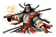 Samurai warrior wielding tattoo design idea