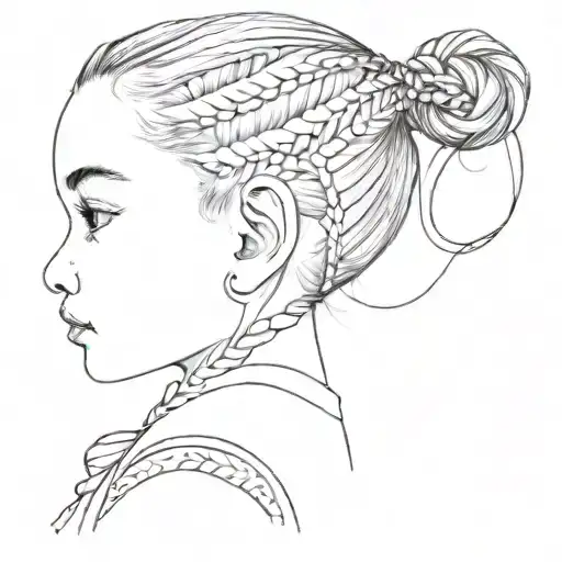 a little girl with braids tattoo design idea