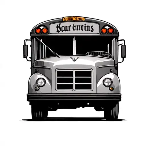 unique old school bus in th flaming man tattoo design idea