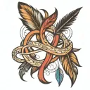 infinity symbol with feather feather feather tattoo design idea