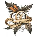 infinity symbol with feather feather feather tattoo design idea