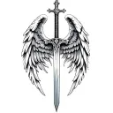 st michael sword one angel wing tattoo design idea