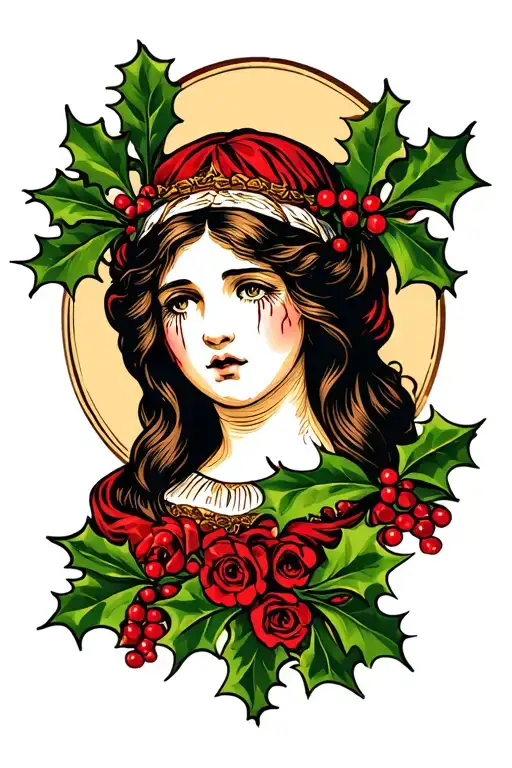 The Holly, Virgin, Marie, Crying Oldschool Style tattoo design idea