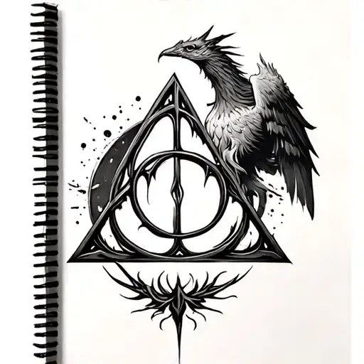 Deathly Hallows Phoenix tattoo design idea