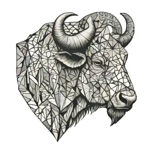 African buffalo head with Bra' Dusty typography tattoo tattoo design idea