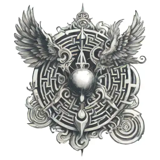 ikarus daedalus labyrinth tattoo design idea