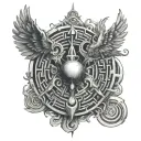 ikarus daedalus labyrinth tattoo design idea