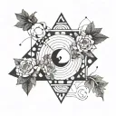 A geometric design representing the concept of growth and progress, incorporating the phrase 'more than yesterday less than tomorrow' tattoo design idea