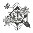 A geometric design representing the concept of growth and progress, incorporating the phrase 'more than yesterday less than tomorrow' tattoo design idea