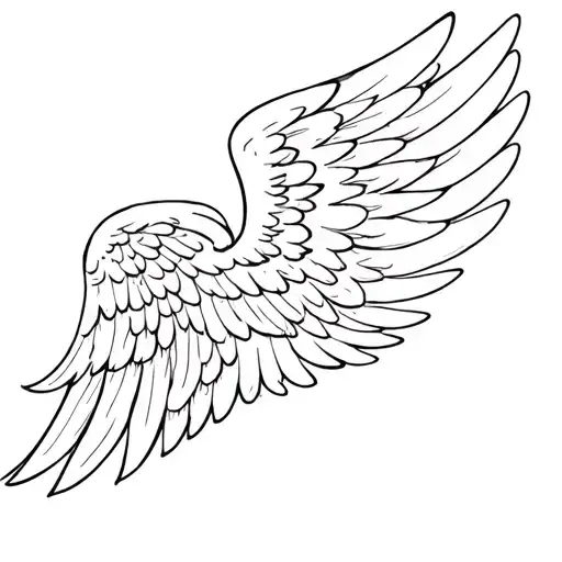 small angel wings with the name Dallas in cursive tattoo design idea
