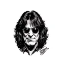 Ozzy Osbourne, evil smile, round glasses, king of darkness tattoo design idea
