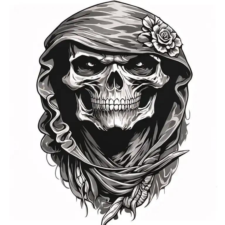 hooded reaper mexi Cali design tattoo design idea