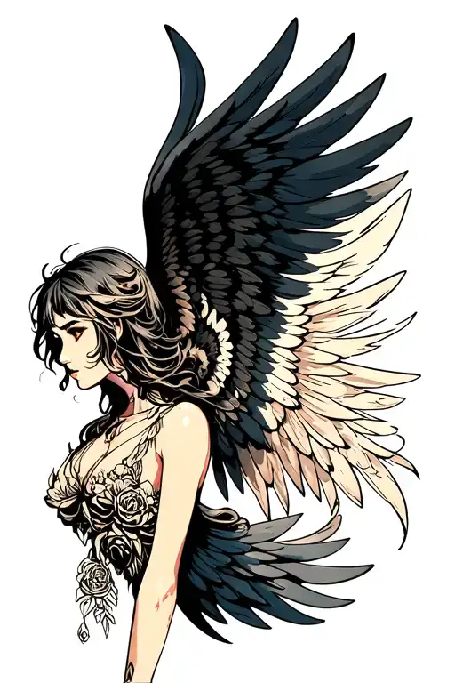 anime angel wings tattoo design idea