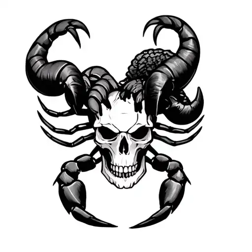 aries skull et scorpion made tattoo design idea