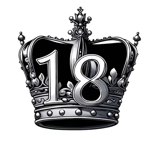 18 number and crown tattoo design idea