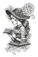 feminine book lover line art inspired tattoo tattoo design idea