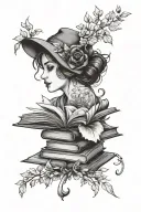 feminine book lover line art inspired tattoo tattoo design idea