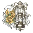 old lantern shining light tattoo design idea