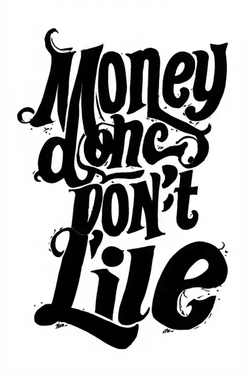"money don't lie" gangster cu bani tattoo design idea