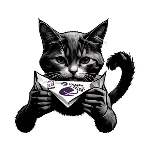 simplr cat playing with a taco bell wrapper tattoo design idea