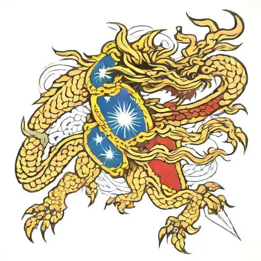 Korean flag wrapped in throrns tattoo design idea