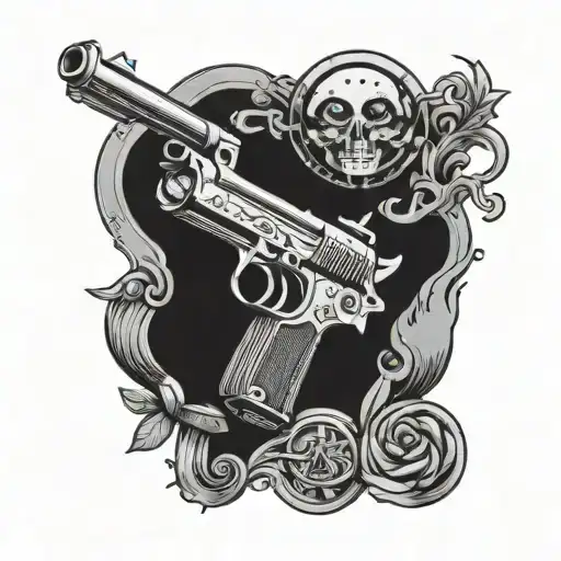 fuck love moon gun money symbols tattoo design idea