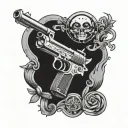 fuck love moon gun money symbols tattoo design idea