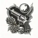 fuck love moon gun money symbols tattoo design idea