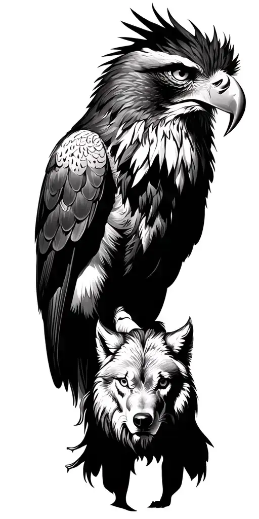 Eagle, lion, wolf, owl. tattoo design idea