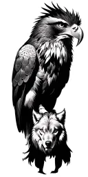 Eagle, lion, wolf, owl. tattoo design idea