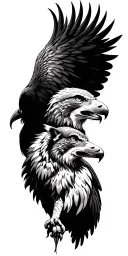 Eagle, lion, wolf, owl. tattoo design idea