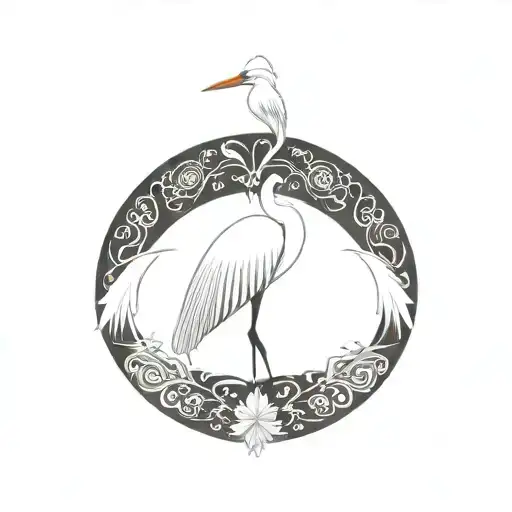 cover up egret tattoo design idea