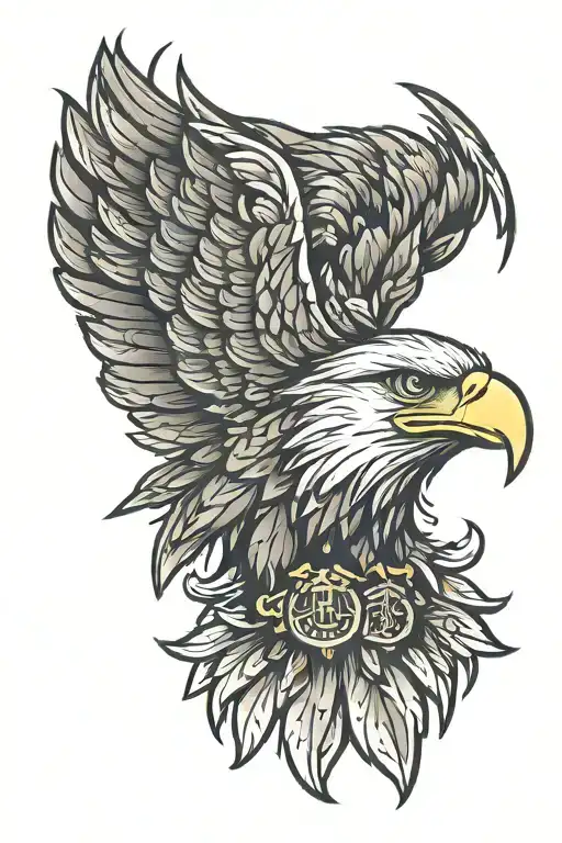eagle head with small flying eagle tattoo design idea
