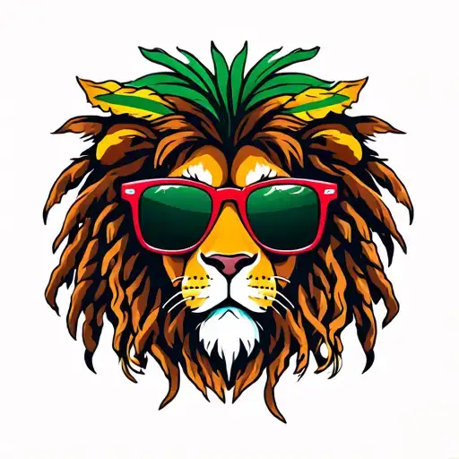 Lion Rasta Dreads Sunglasses tattoo design idea