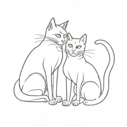 black cat and tuxedo cat playing tattoo design idea