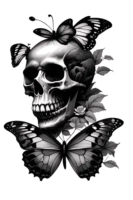 skull and butterfly tattoo tattoo design idea