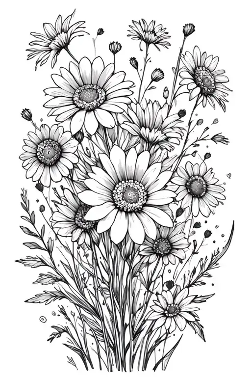 meadow flowers arm sleeve tattoo design idea