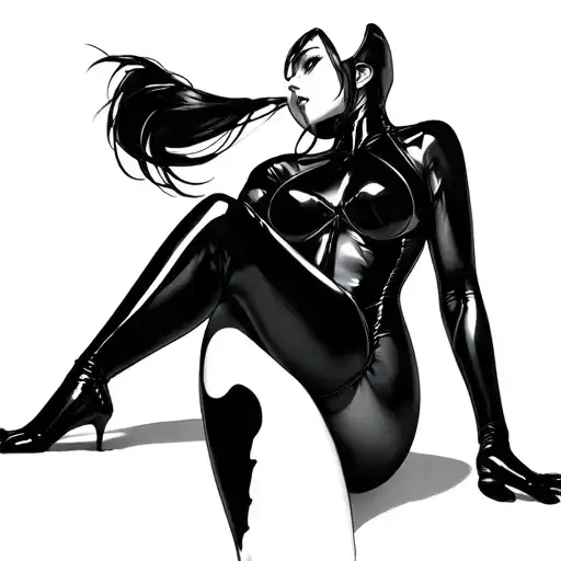 sexy anime girl wearing a latex catsuit she has a camel toe tattoo design idea